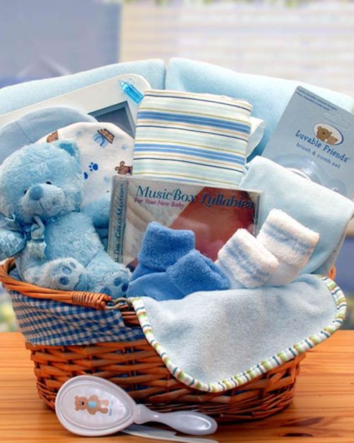 Simply The Baby Basics New Baby Gift Basket- Blue
