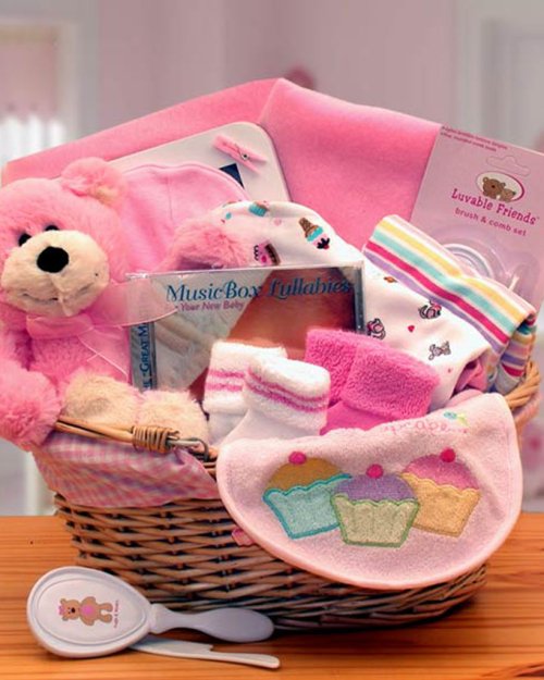 Simply The Baby Basics New Baby Gift Basket -Pink