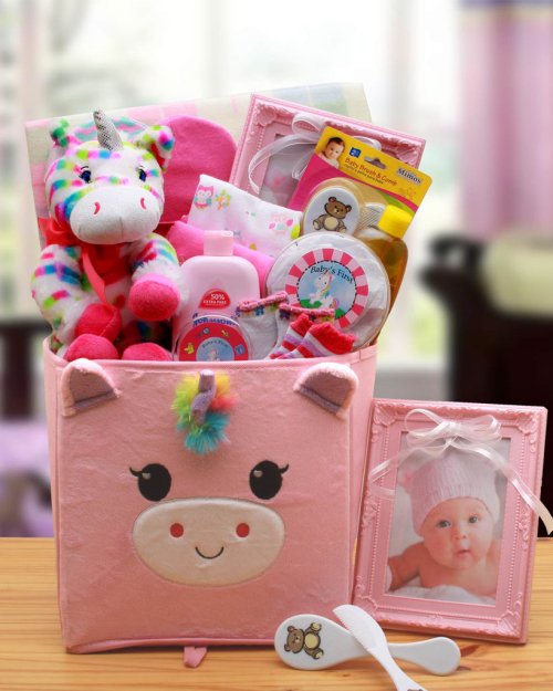 Dainty Tails New Baby Unicorn Gift Basket