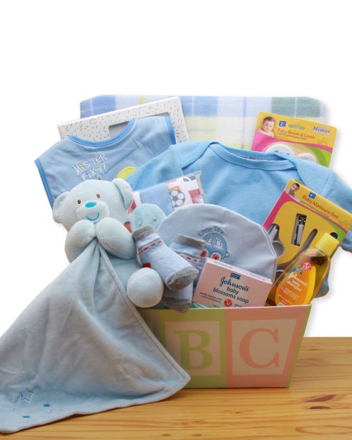 Easy as ABC New Baby Gift Basket - Blue