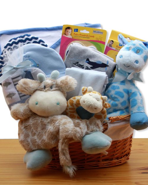 Jungle Safari New Baby Gift Basket - Blue