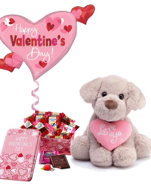 I Woof You Plush Valentine With chocolates gift set